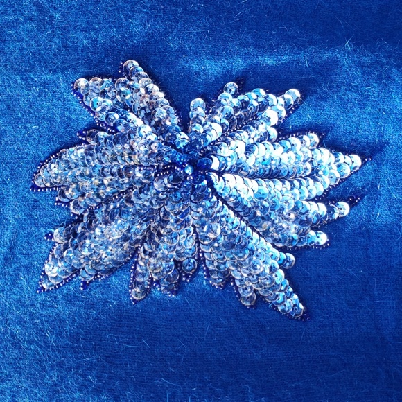 Carducci Lambswool Angora Sequin Blue Sweater Small - Picture 5 of 9